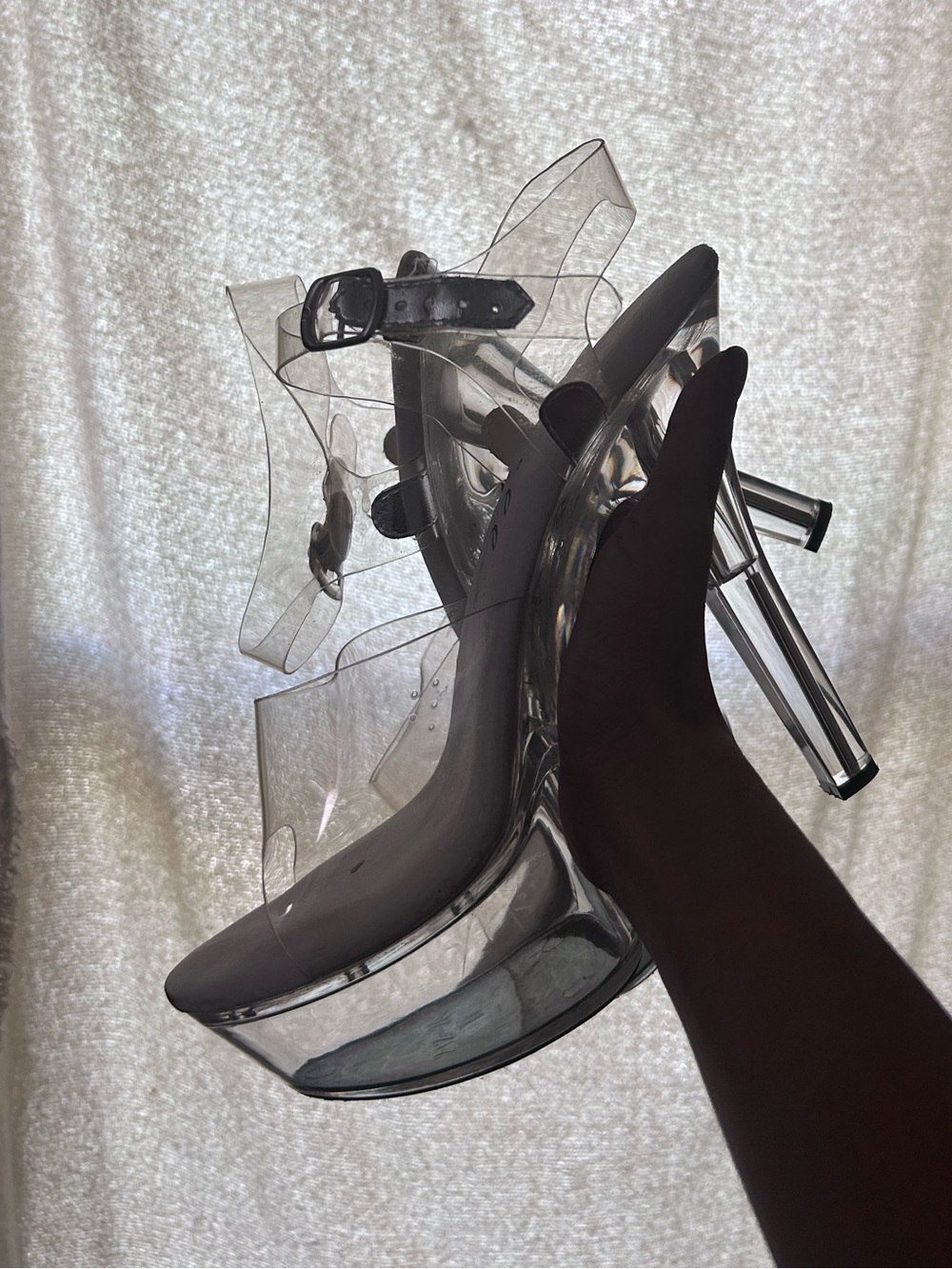 Clear PVC Platform High Heel Sandals - Transparent